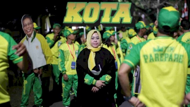 Ket : Ketua Kontongen Parepare Porprov Sulsel, Erna Rasyid Taufan (Istimewa)