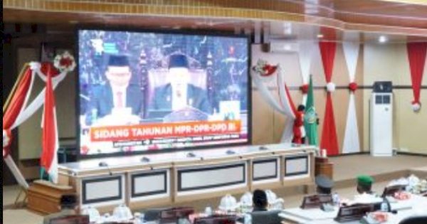 DPRD Parepare, Pemkot dan Forkopimda Simak Pidato Kenegaraan HUT ke-76 RI Secara Virtual