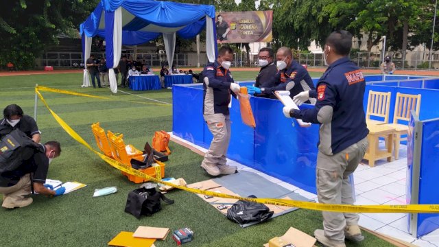 Salah Satu Tim Peserta saat mengikuti lomba Olah TKP Dalam Rangka HUT Polda Metro Jaya ke-73, Senin (05/12/2022). (Istimewa)