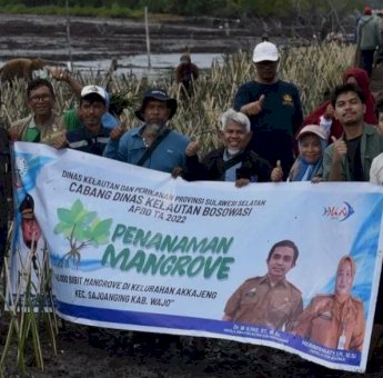 DKP Sulsel Bersama Masyarakat Tanam 40 Ribu Pohon Mangrove di Pesisir Wajo