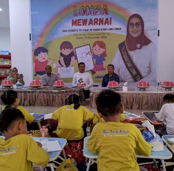 Dinas Perpustakaan Lutim Gelar Lomba Mewarnai Peringati Hari Ibu, Ratusan Anak Didik TK dan SD Ikuti Lomba