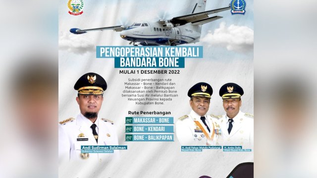 Disubsidi Pemprov Sulsel, Ini Harga Tiket dan Rute Penerbangan di Bandara Bone