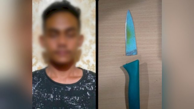 RS dan barang bukti pisau saat diamankan polisi (Istimewa)