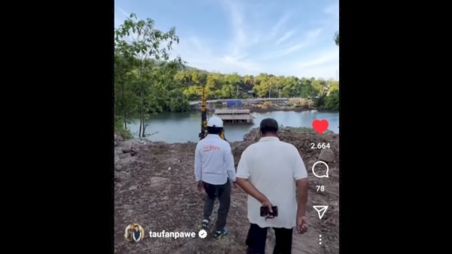 Ket : Wali Kota Parepare, Taufan Pawe bersama Plt Kadis PUPR, Samsuddin Taha saat mengunjungi proyek jembatan kembar (Instagram Taufan Pawe)