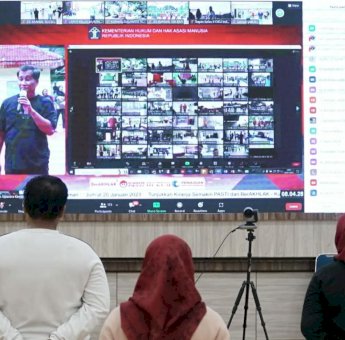 ASN Kanwil Sulsel Ikut Ramaikan Senam Daring Bersama Jajaran Kemenkumham se-Indonesia