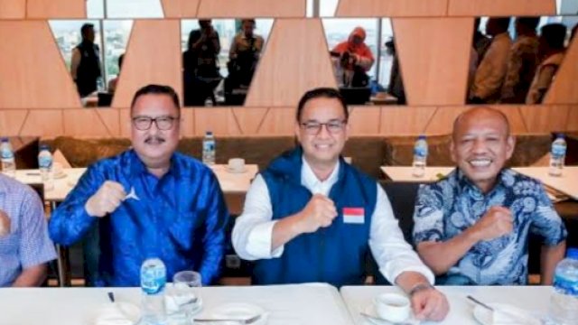 Ketua DPD Partai Demokrat Sulsel, Ni'matullah Erbe (kiri) bersama Anies Baswedan (tengah) pada sebuah kesempatan belum lama ini. (Foto: Istimewa)