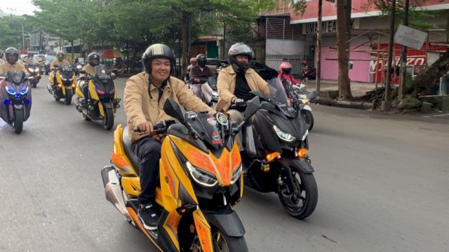 Kegiatan city ride komunitas All New Yamaha XMax Connected di Kota Makassar yang digelar beberapa waktu lalu. Agenda ini sekaligus untuk memperkenalkan unit ini kepada masyarakat. (Foto: Istimewa)