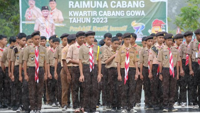 Ratusan anggota Pramuka di Kabupaten Buka menghadiri Raimuna Cabang Gowa Tahun 2023, di Bumi Perkemahan Cadika HM Yasin Limpo, Kecamatan Bajeng, Selasa (21/02). (Dok. Humas Gowa)