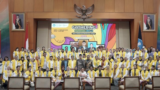 Ratusan awardee Beasiswa Pendidikan Indonesia Universitas Indonesia (BPI UI) menghadiri Gathering BPI UI 2023, Sabtu (11/2/2023). (Foto: Istimewa)