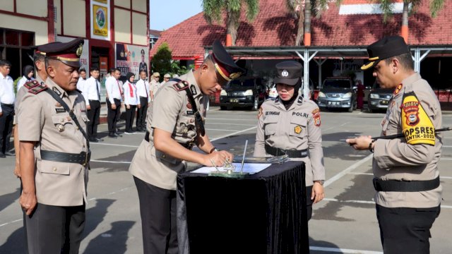 Serah Terima Jabatan Lingkup Polres Gowa, Rabu (08/03/2023). (Istimewa)