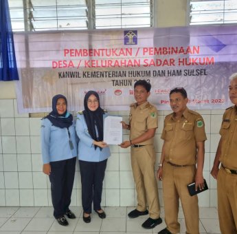 Kanwil Kemenkumham Sulsel Bina Desa Hingga Kelurahan Sadar Hukum di Pinrang