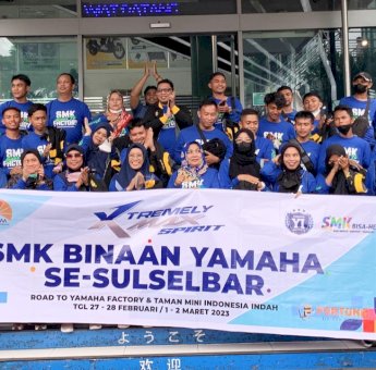 Tur Produksi, PT SJAM Ajak 50 Guru dan Siswa SMK ke Pabrik Yamaha