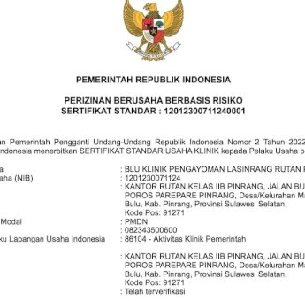Status Terverifikasi, Rutan Pinrang Miliki Klinik Pratama Berbasis Risiko