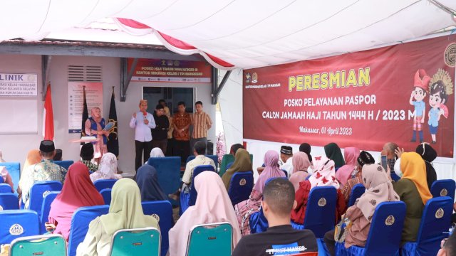 Kantor Imigrasi Makassar menyiapkan posko khusus dalam pelayanan pembuatan paspor bagi CJH tahun ini yang berlokasi di Halaman Kantor Imigrasi Makassar. (Dok. Humas Kanwil Kemenkumham Sulsel)