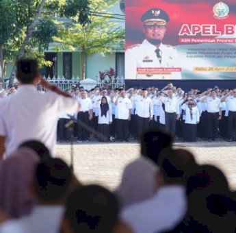 Gubernur Andi Sudirman Pimpin Apel Akbar Pasca Lebaran Idul Fitri di Rumah Jabatan