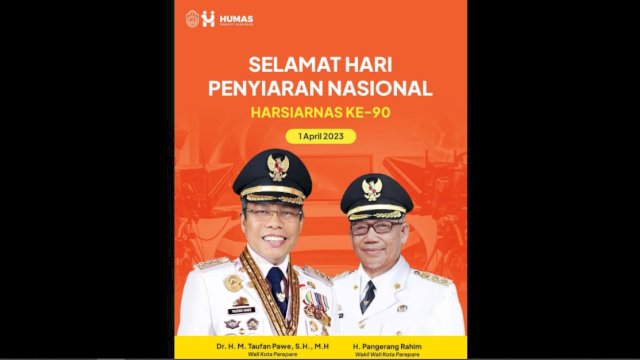 Pemkot Parepare Ucapkan Selamat Harsiarnas ke-90