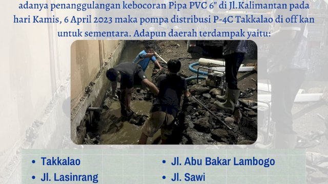 Ket : Pengumuman PAM Tirta Karajae Parepare (Istimewa)