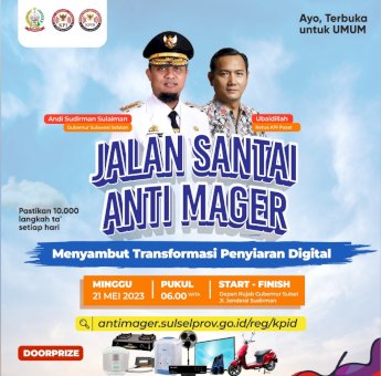 Ramaikan Jalan Sehat Anti Mager Besok, Dihadiri Gubernur Sulsel dan Ketua KPI Pusat