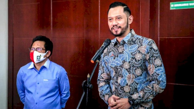 Ketua Umum Partai Demokrat Agus Harimurti Yudhoyono (AHY) bersama Ketua Umum PKB Muhaimin Iskandar (Cak Imin). (Istimewa)