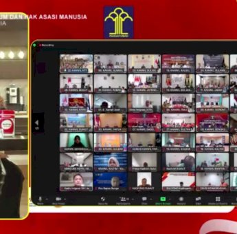 Jajaran Pimpinan Tinggi Kanwil Sulsel Ikut Pengarahan Tugas dan Evaluasi dari Sekjen Kemenkumham RI