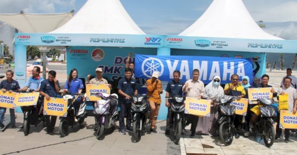 Sebagai Media Praktik Bagi Siswa, PT SJAM Donasikan Motor Yamaha Untuk 8 SMK di Sulbar