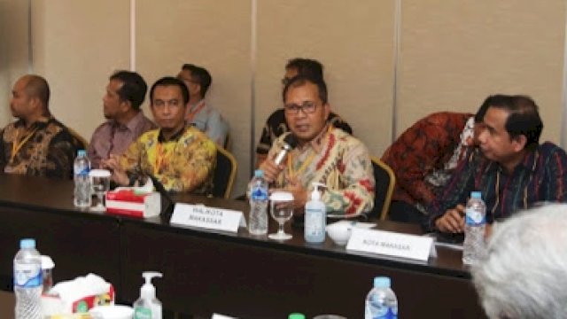 Wali Kota Makassar, Moh Ramdhan Pomanto saat memaparkan capaian pembangunan Kota Makassar di Hotel Maia Jakarta, Jalan Kebon Kacang Raya, Jumat (17/3/2023). (Foto: Istimewa)