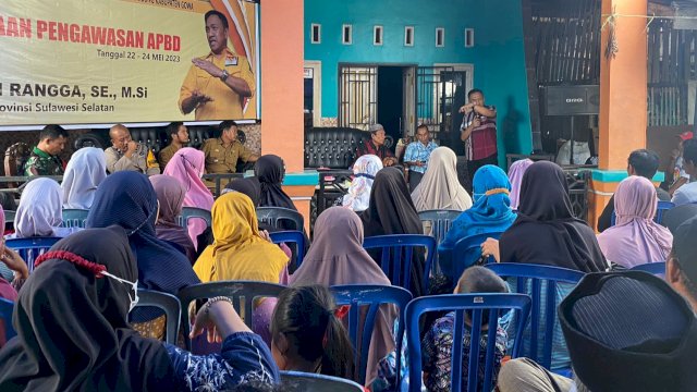 Anggota DPRD Sulsel, Fahruddin Rangga menggelar kegiatan pengawasan pelaksanaan APBD Sulsel di Kecamatan Barombong, Gowa, Rabu (24/5/2023). (Foto: Istimewa)
