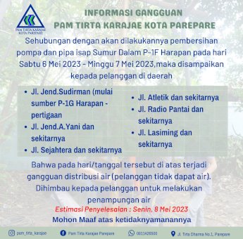 PAM Tirta Karajae Perbaikan Pipa dan Pompa, Sejumlah Titik Terganggu