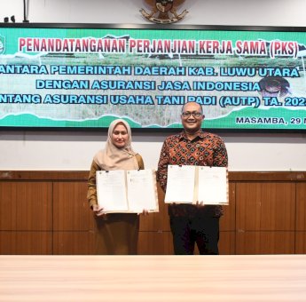 Bersama PT. Jasindo Tahun Ini Pemda Luwu Utara Lindungi 7.000 Ha Sawah Petani