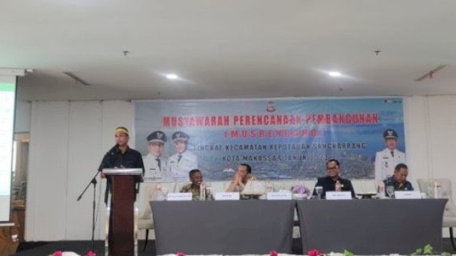 Ketua DPRD Makassar, Rudianto Lallo saat menghadiri musrenbang Kecamatan Kepulauan Sangkarrang, Jumat (10/2/2023). (Foto: Istimewa)