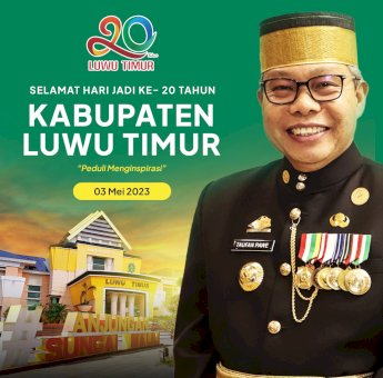 Wali Kota Parepare Taufan Pawe Ucapkan HUT Kabupaten Luwu Timur ke-20 Tahun