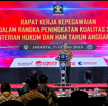 Kakanwil Kemenkumham Sulsel Hadiri Raker Kepegawaian, Menkumham Dorong Implementasi Pelayanan Publik Semakin Maksimal