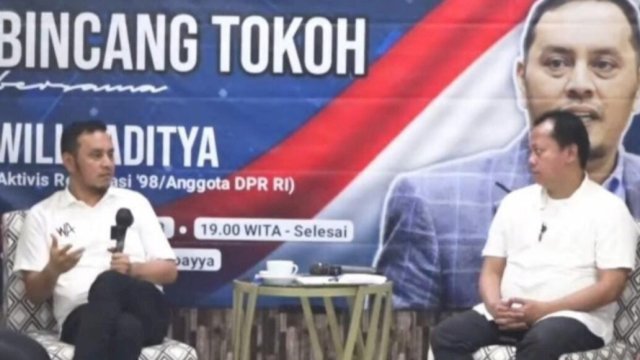 Acara bincang tokoh bersama Anggota DPR RI Fraksi NasDem, Willy Aditya di Baruga Karaeng Matoayya, Rujab Ketua DPRD Makassar, Jl Hertasning Makassar, Rabu (21/6/2023). (Foto: Istimewa)