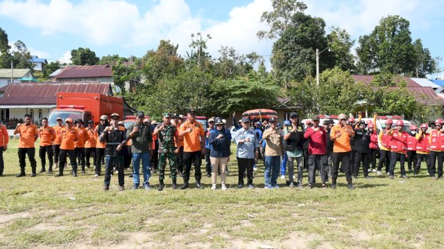 Simulasi Penanganan Darurat yang digelar di Desa Maipi Kecamatan Masamba. Jumat (9/6/2023)