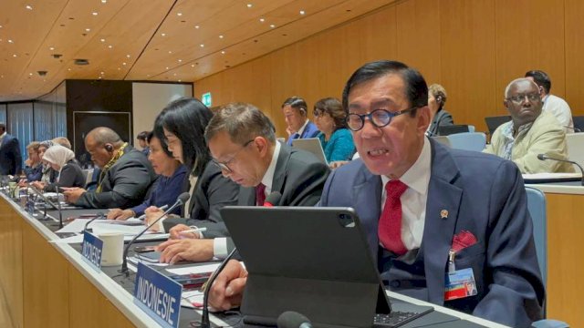 Menteri Hukum dan HAM Yasonna H. Laoly memimpin Delegasi Indonesia pada Sidang Organisasi Hak atas KI Dunia atau WIPO ke-64 di Jenewa, Swiss, kemarin. (Dok. Humas Kanwil Kemenkumham Sulsel)