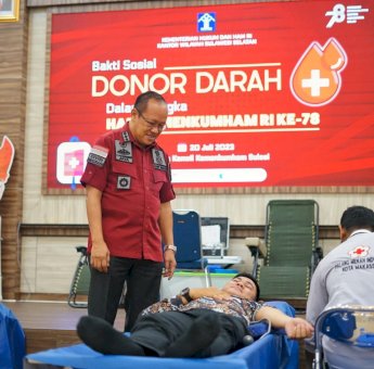 Program Sosial Donor Darah Kanwil Kemenkumham Sulsel Berhasil Kumpulkan Ratusan Kantong