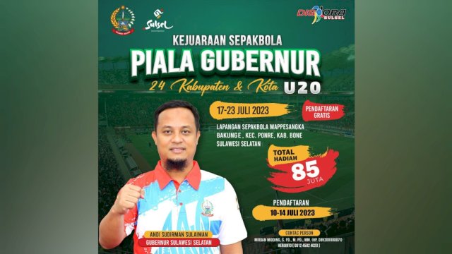 Total Hadiah Rp85 Juta, Dispora Sulsel Gelar Kejuaraan Sepak Bola Piala Gubernur U20