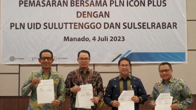 Penandatanganan MoU antara PLN UID Sulselrabar dengan PLN Icon Plus, di Kota Manado, Sulawesi Utara, Selasa (02/07/2023). (Istimewa)