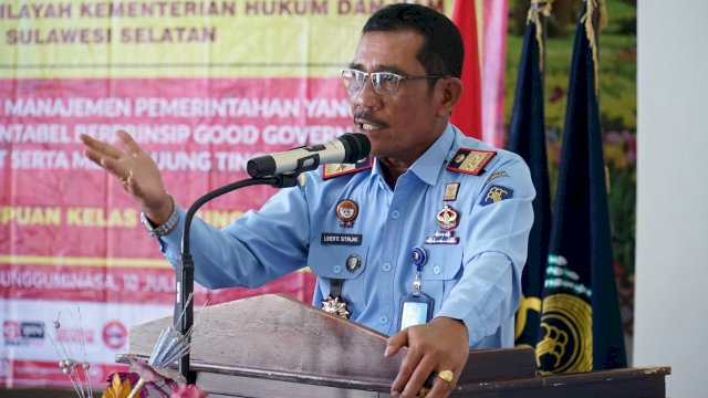 Penandatanganan Pernyataan Komitmen Pegawai dalam Mewujudkan Manajemen Pemerintahan yang Efektif, Transparan dan Akuntabel Berprinsip Good Governance dan Clean Governance serta Menjunjung Tinggi Integritas, di Lembaga Pemasyarakatan Perempuan (LPP) Sungguminasa, kemarin.