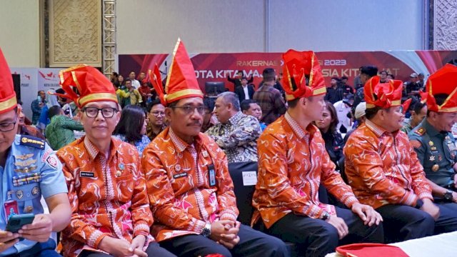 Kakanwil Kemenkumham Sulsel Liberti Sitinjak saat hadir pada Pembukaan Rapat Kerja Nasional (Rakernas) XVI APEKSI) Tahun 2023, di Upper Hils Convention Hall, Tanjung Bunga Makassar, Rabu (12/07/2023). (Dok. Humas Kanwil Kemenkumham Sulsel)