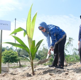Bersama Perhiptani, Indah Putri Indriani Tanam Pohon di Bantaran Sungai Masamba