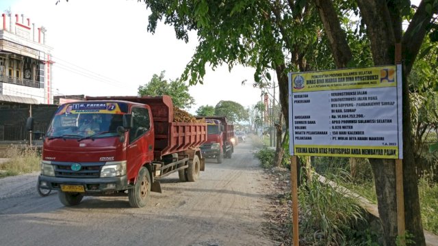 Jalan Ruas Batas Soppeng-Pangkajene Mulai Dikerjakan, Pemprov Siapkan Anggaran Rp14,88 Miliar