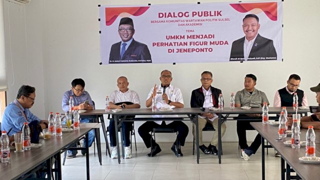 Suasana diskusi bertema "UMKM Menjadi Perhatian Figur Muda di Jeneponto" yang digelar di Cafe Mama, Jalan Bau Mangga, Makassar, Rabu (12/7/2023). (Foto: Istimewa)
