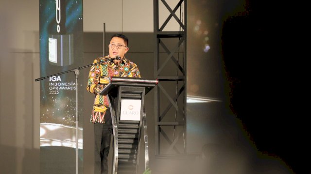 Asisten I Pemerintah Kota Makassar, A Muh Yasir saat menghadiri Indonesia GPR Award (IGA) 2023 di Hotel Claro, Jumat (16/6/2023). (Foto: Istimewa)