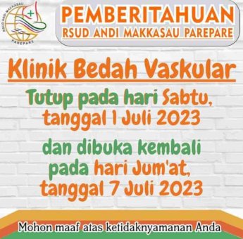 RS Andi Makkasau Parepare Umumkan Klinik Bedah Vaskular Buka 7 Juli 2023