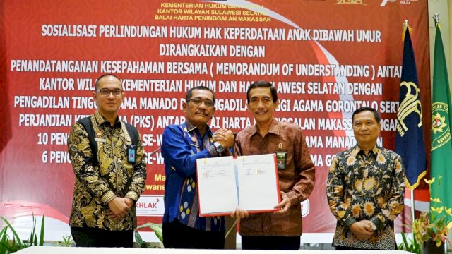 Bidang Hukum dan Hak Asasi Manusia (HAM) Kanwil Kemenkumham Sulawesi Selatan bekerjasama dengan Pengadilan Tinggi Agama Manado dan Gorontalo dalam rangka meningkatkan tugas dan fungsi keduanya. (Dok. Humas Kanwil Kemenkumham Sulsel)