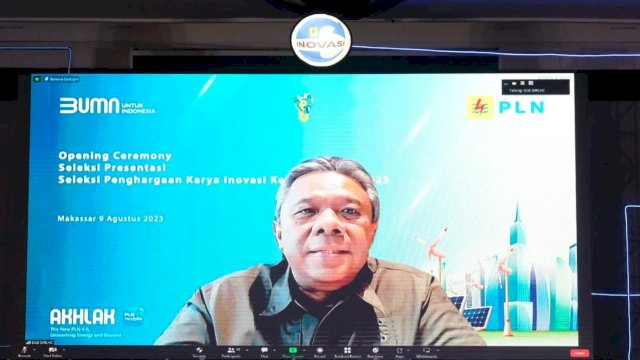 Direktur Legal & Human Capital PLN, Yusuf Didi Setiarto saat memberikan arahan kepada peserta Seleksi Penghargaan Karya Inovasi ke XXVI tahun 2023. (Istimewa)