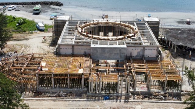 Progres Pembangunan Masjid Agung di Benteng, Kabupaten Kepulauan Selayar. (Istimewa)