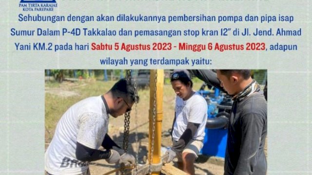 PAM Tirta Karajae Parepare Lakukan Perbaikan Pompa dan Pipa Isap Sumur Dalam