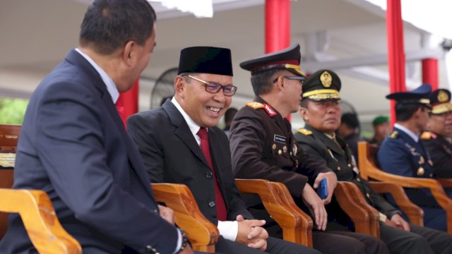 Wali Kota Makassar, Moh Ramdhan Pomanto saat menghadiri peringatan Hari Bhayangkara ke-77 di Kantor Gubernur Sulsel, Sabtu (1/7/2023). (Foto: Istimewa)